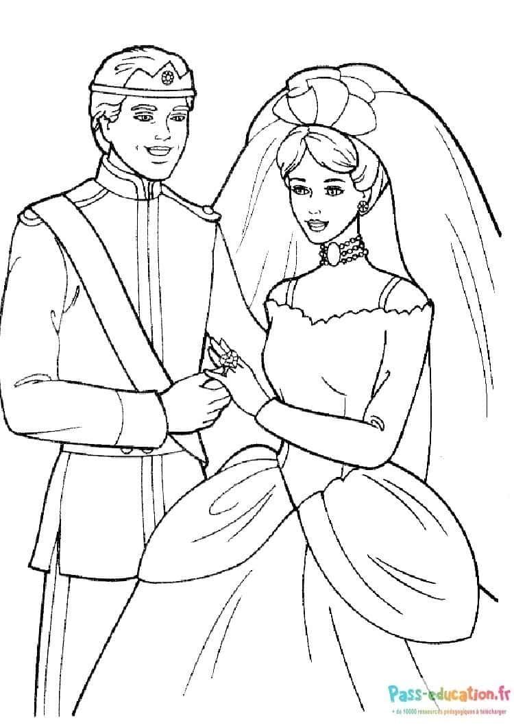 Coloriage Mariés élégants à imprimer et colorier