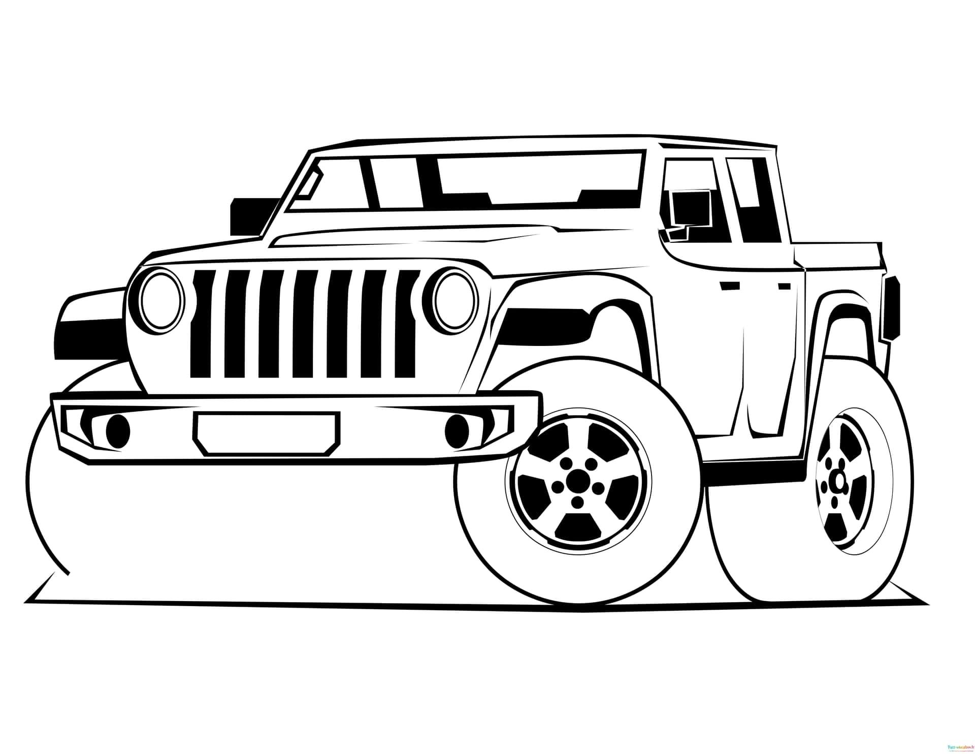 Coloriage Jeep robuste à imprimer et colorier