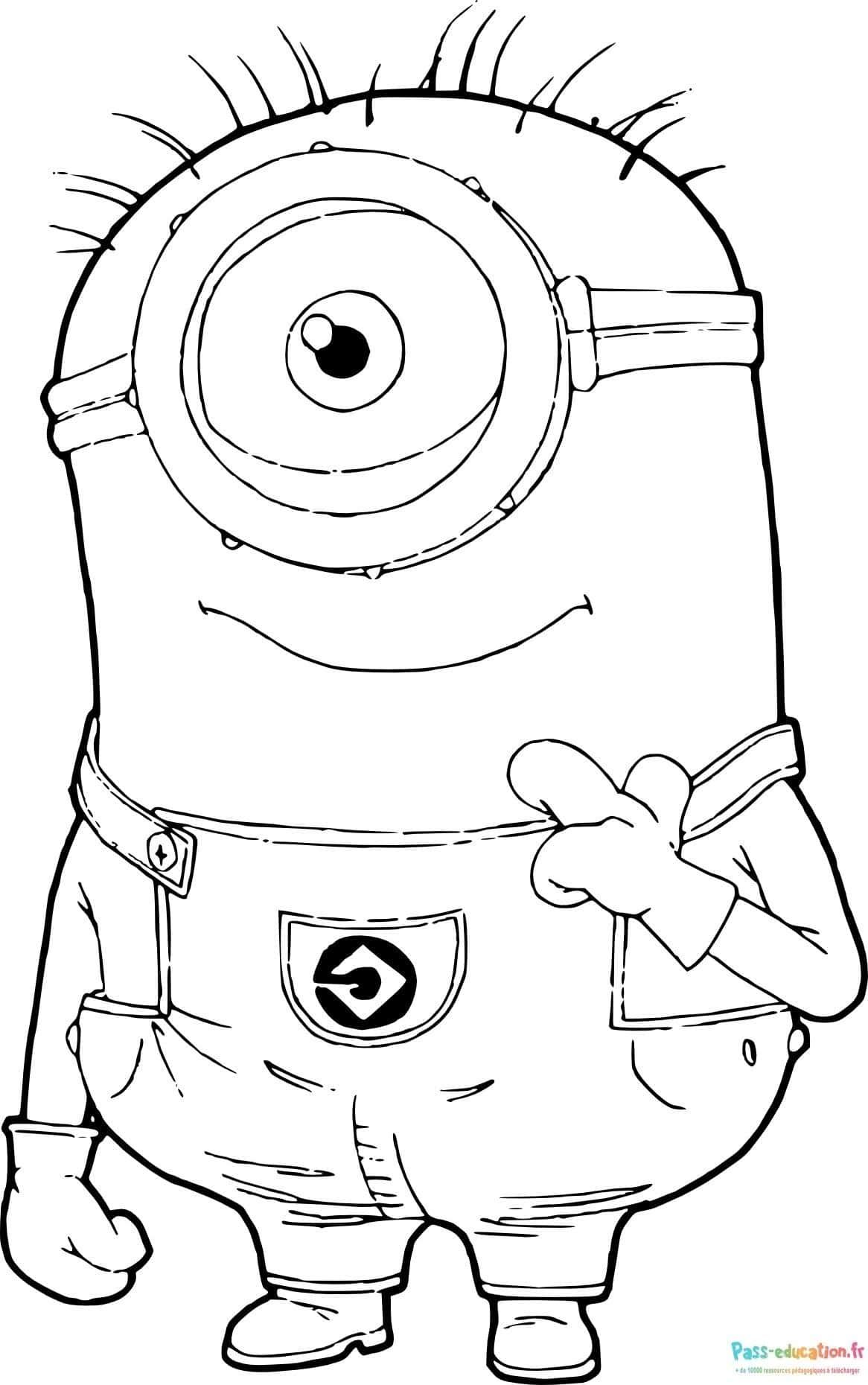 Coloriage Minion souriant à imprimer et colorier