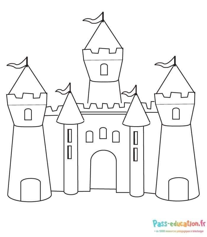Coloriage Château de conte à imprimer et colorier