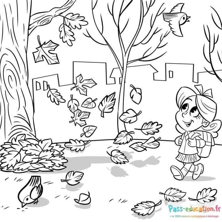 Coloriage Saison d'automne à imprimer et colorier
