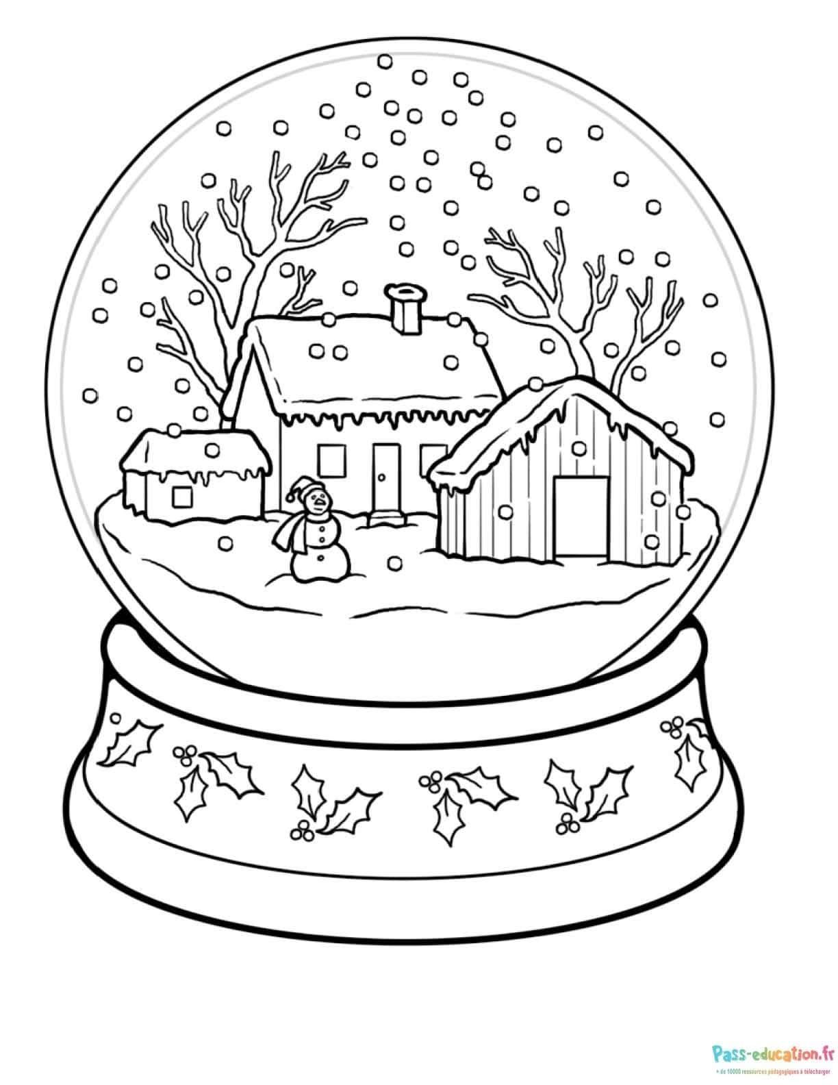 Coloriage Globe de neige à imprimer et colorier