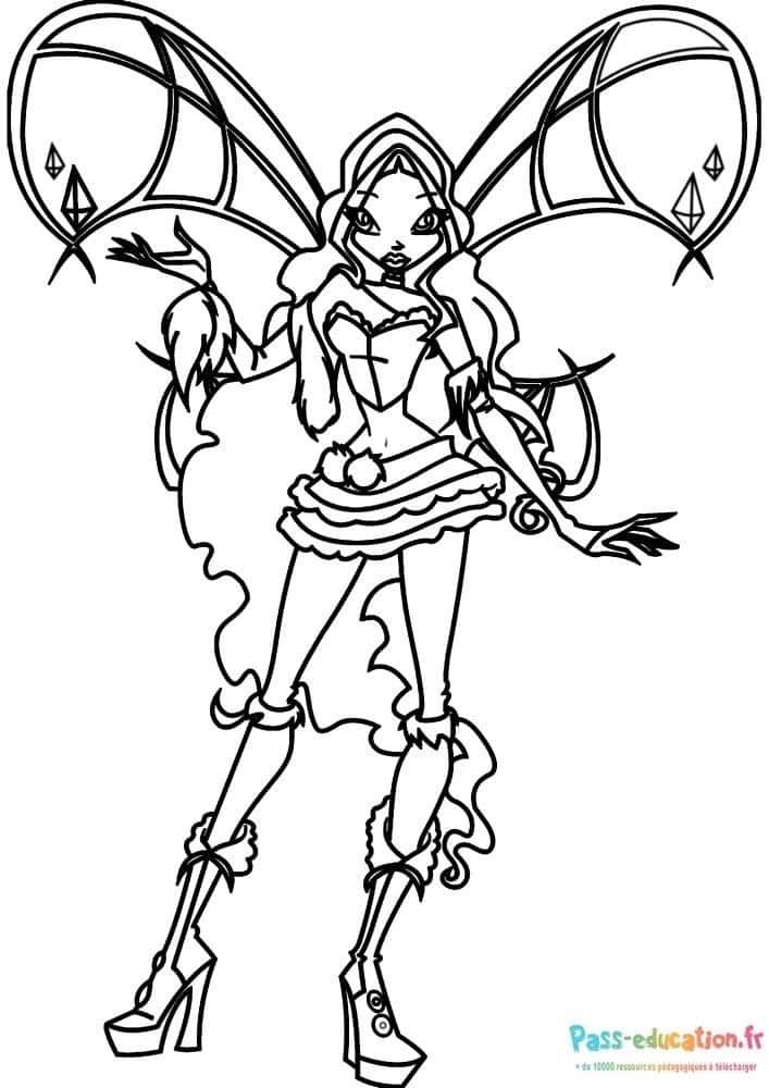 Coloriage Fée Winx élégante à imprimer et colorier