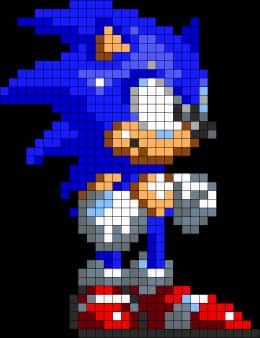 Coloriage Sonic en pixels à imprimer et colorier