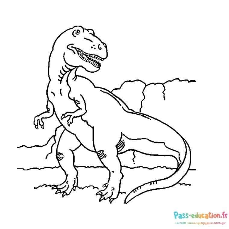 Coloriage Tyrannosaure dynamique à imprimer et colorier