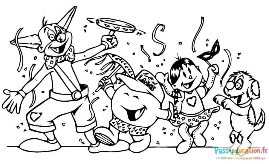 Coloriage Carnaval joyeux à imprimer et colorier
