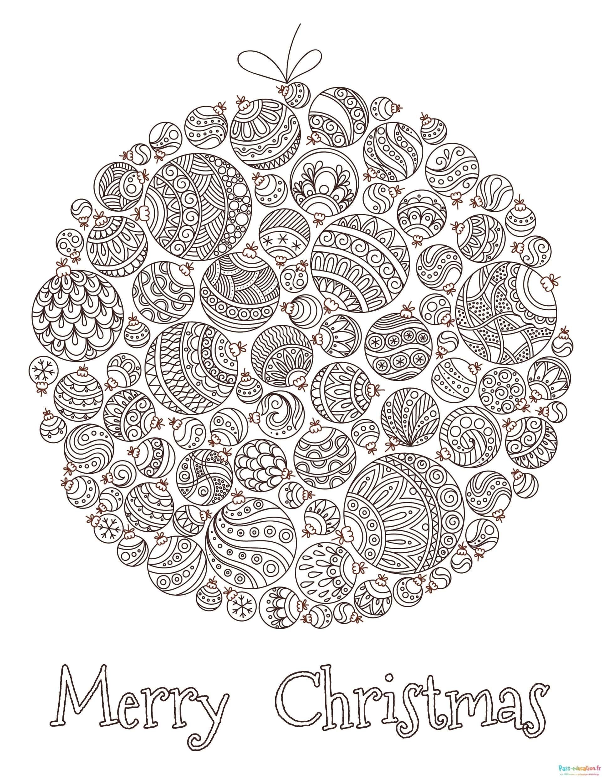 Coloriage Noël mandala à imprimer et colorier