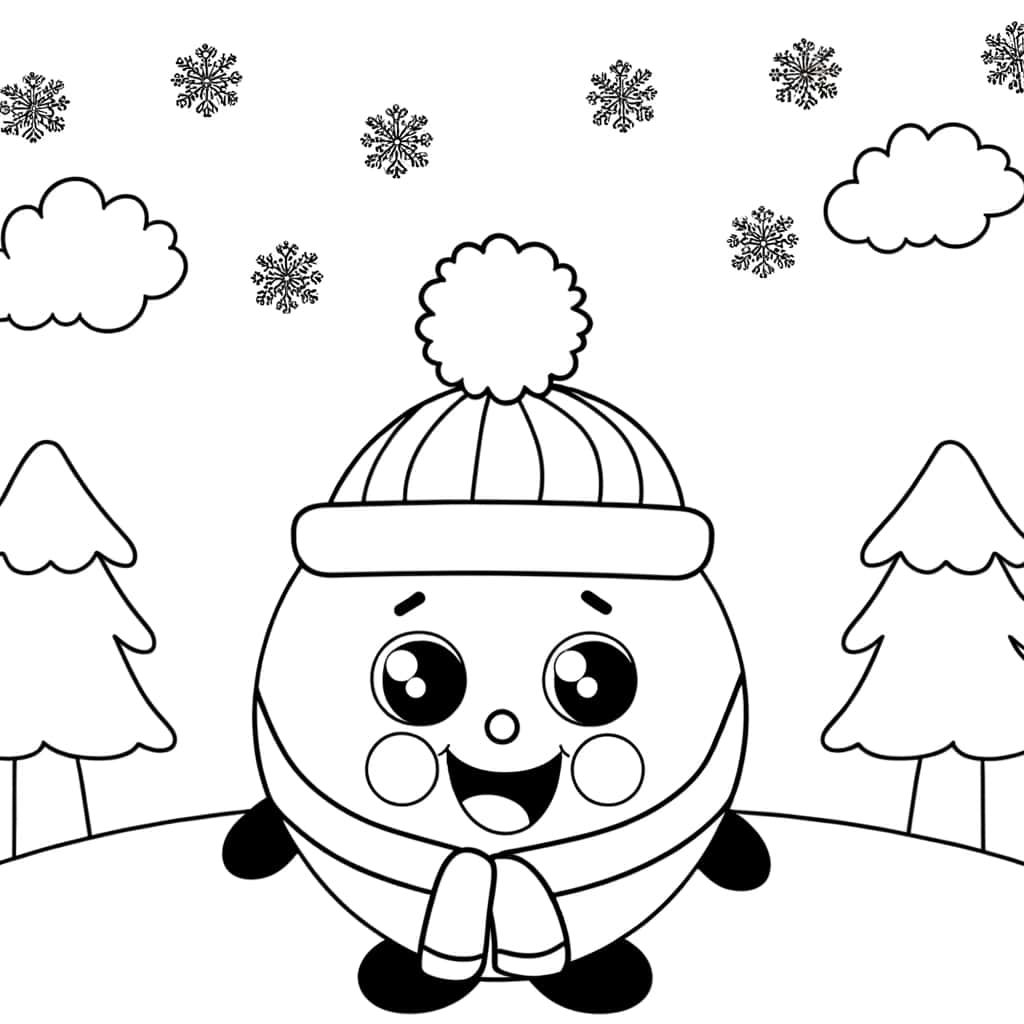 Coloriage Boule de neige joyeuse à imprimer et colorier