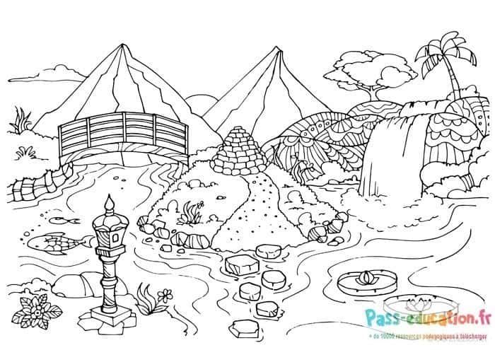 Coloriage Jardin zen à imprimer et colorier