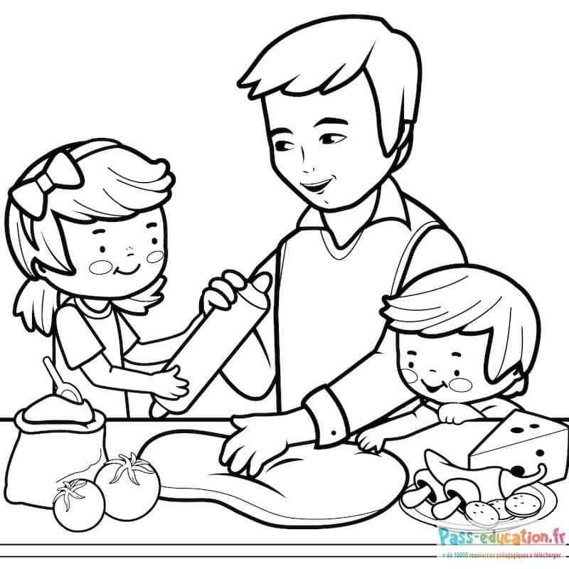 Coloriage Fête avec papa à imprimer et colorier