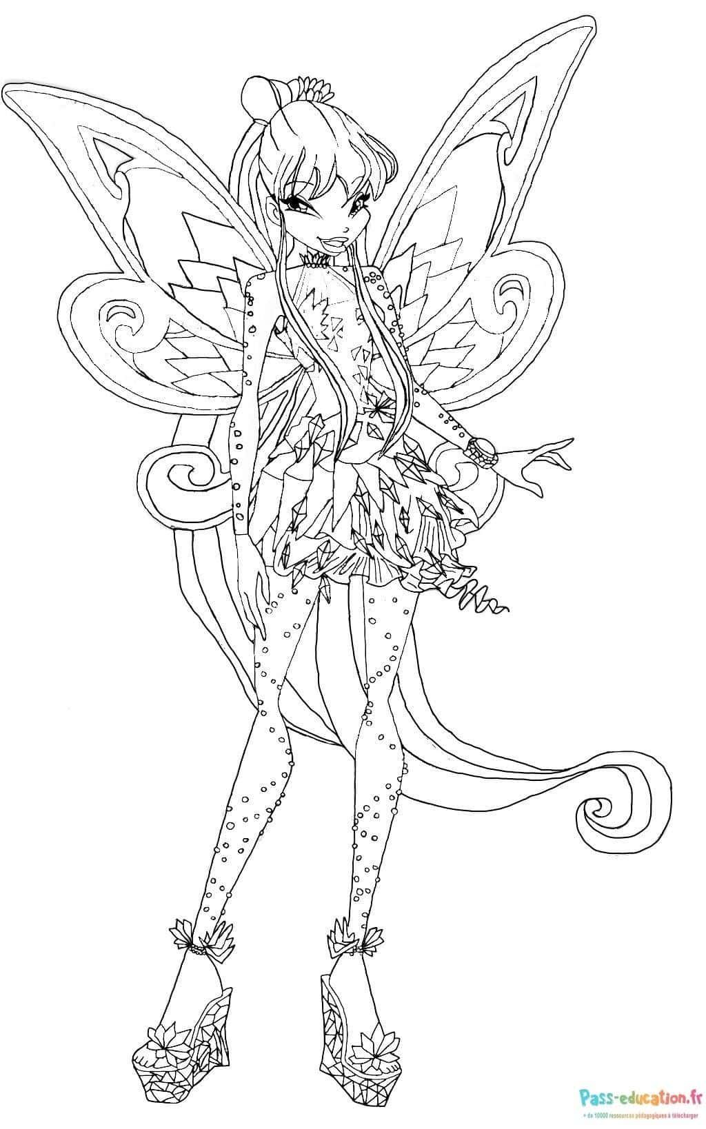 Coloriage Fée Winx élégante à imprimer et colorier