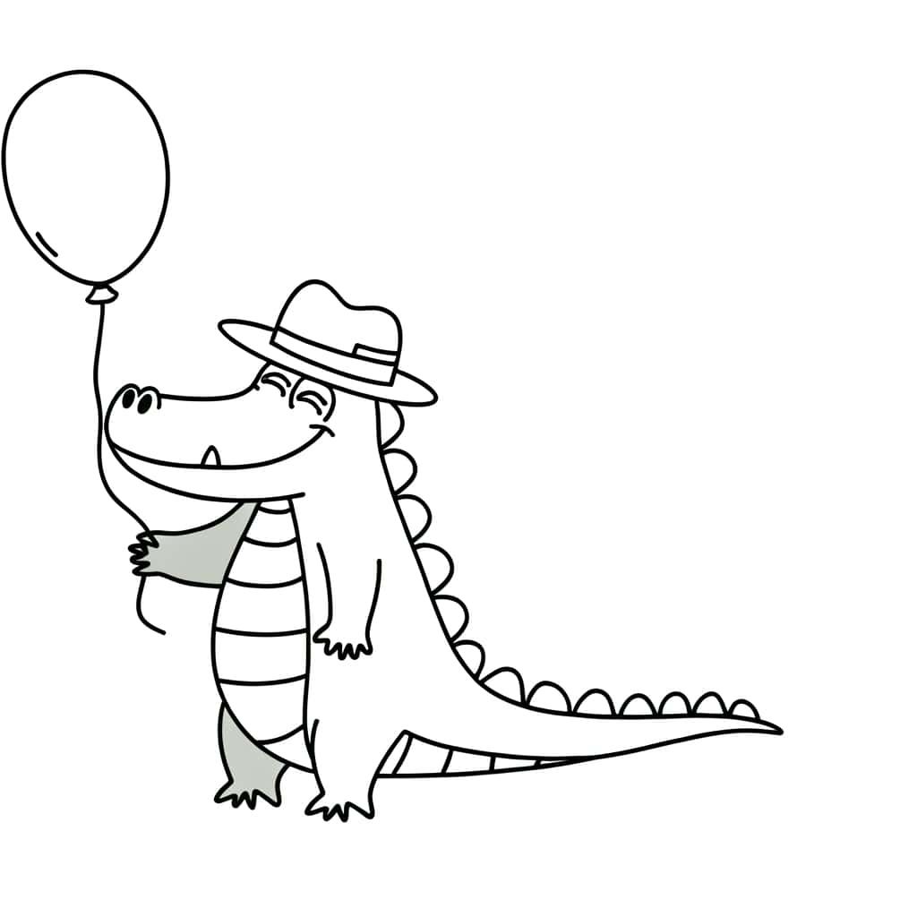 Coloriage Alligator à chapeau à imprimer et colorier