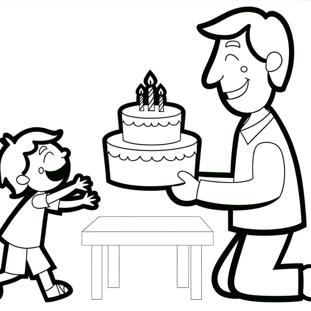 Coloriage Anniversaire papa surprise à imprimer et colorier