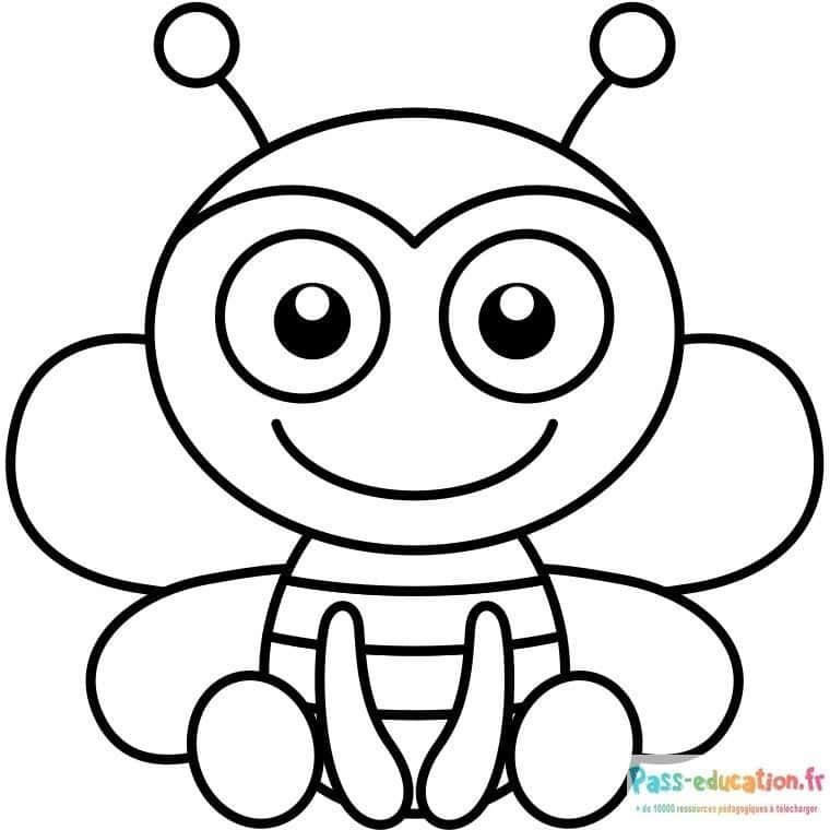 Coloriage Petite abeille mignonne à imprimer et colorier