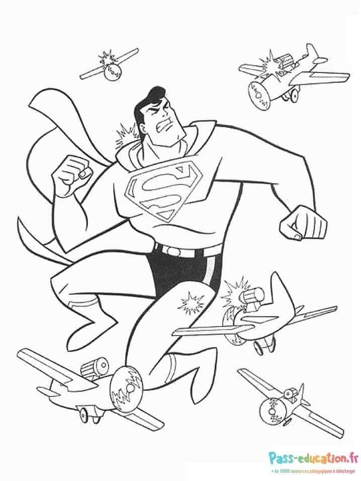 Coloriage Super-héros volant à imprimer et colorier