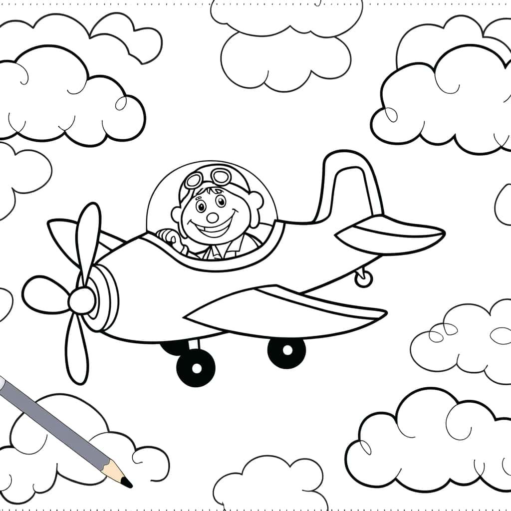 Coloriage Pilote d'avion à imprimer et colorier