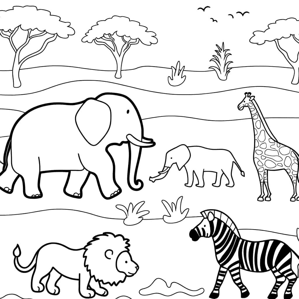 Coloriage Animaux africains à imprimer et colorier
