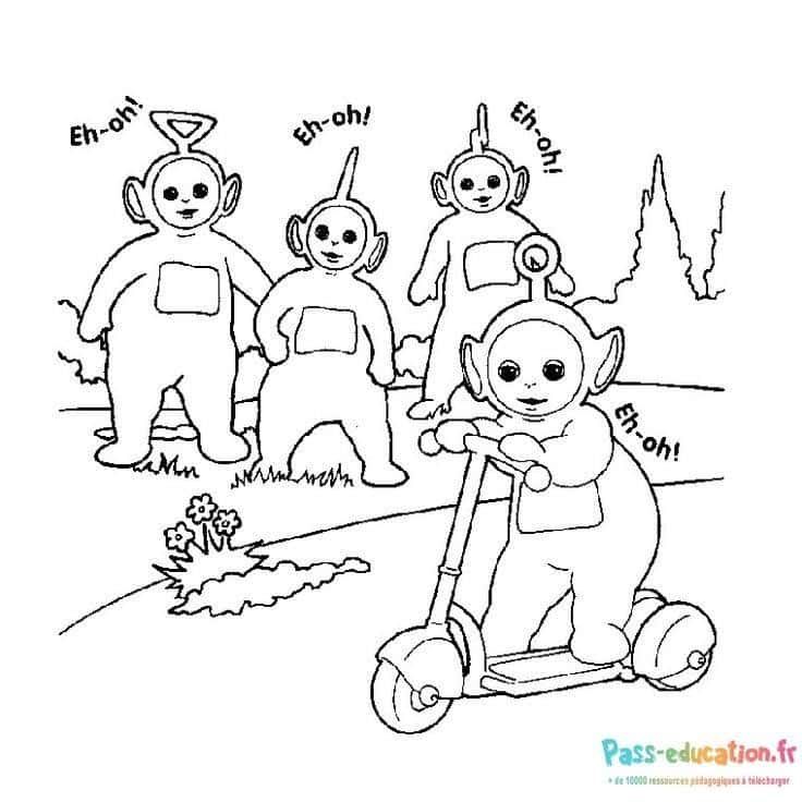 Coloriage Teletubbies en balade à imprimer et colorier