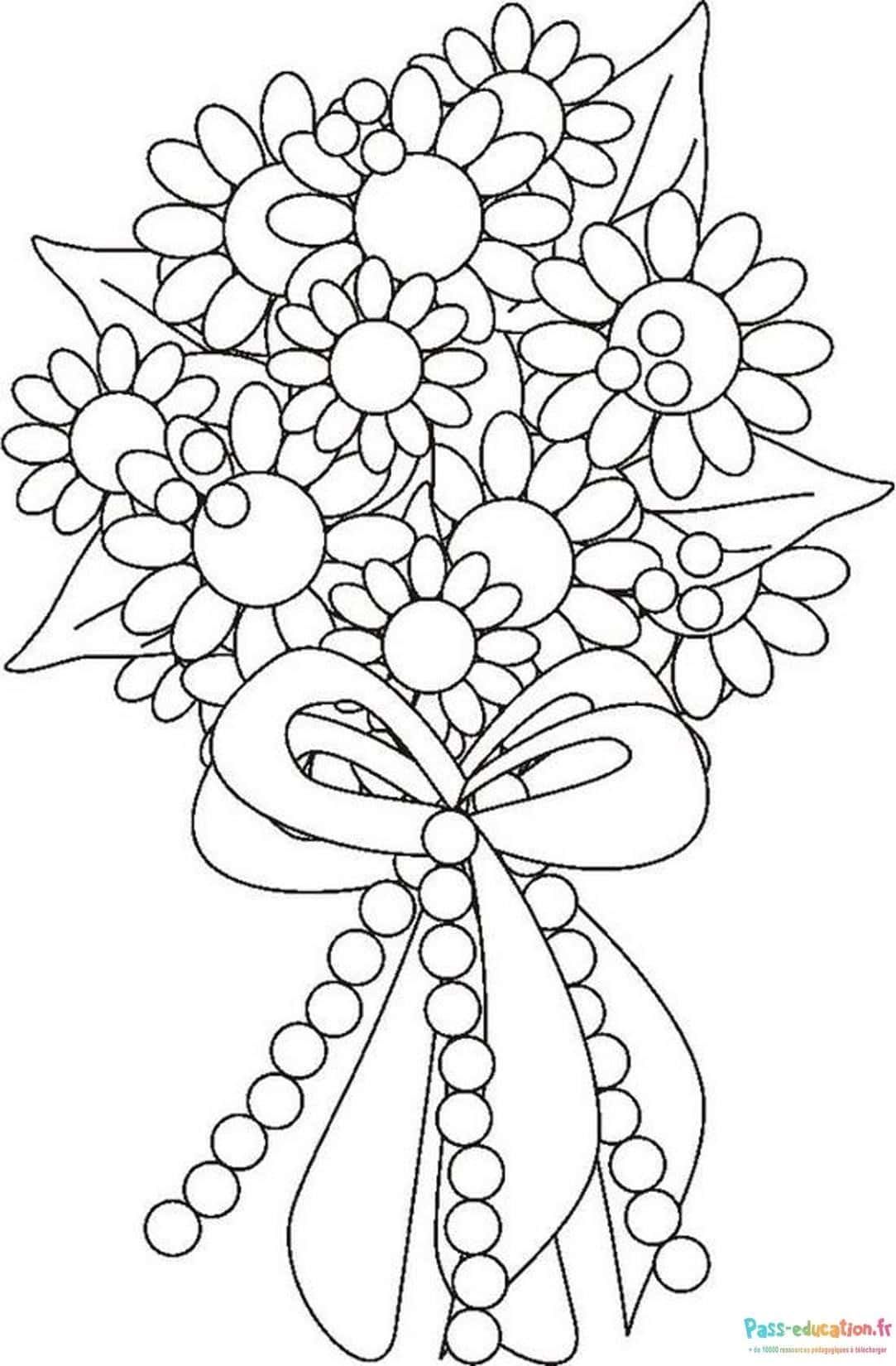 Coloriage Bouquet avec ruban à imprimer et colorier