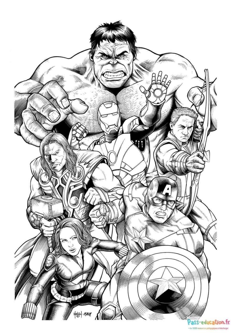 Coloriage Super-héros unis à imprimer et colorier