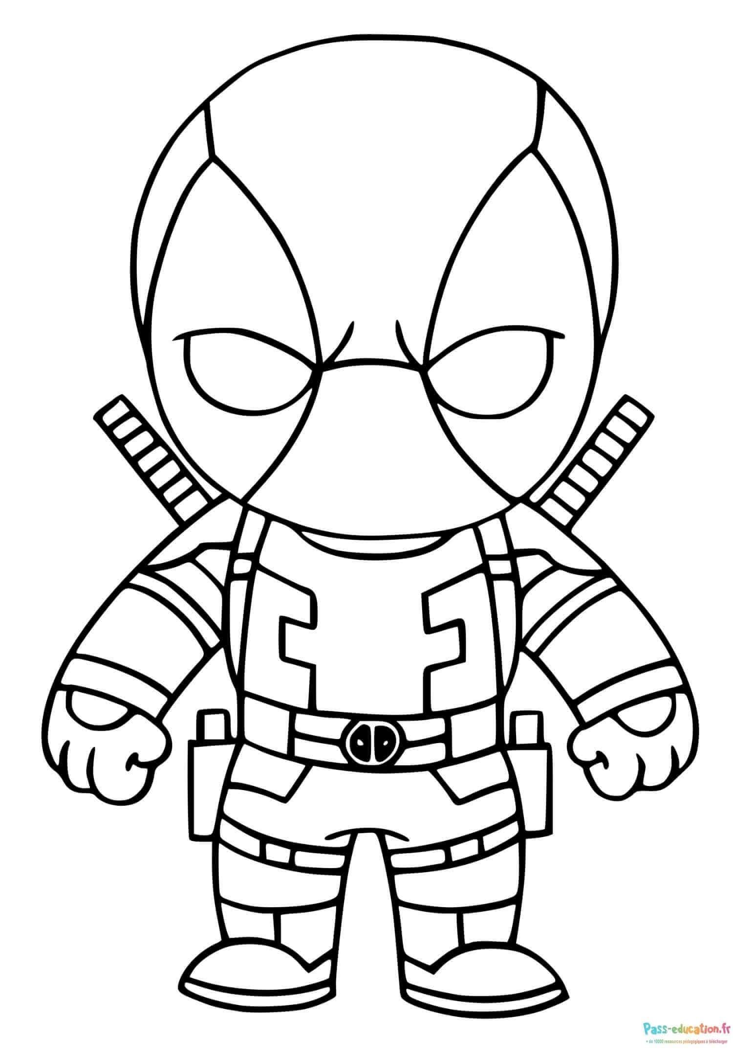 Coloriage Deadpool en action à imprimer et colorier