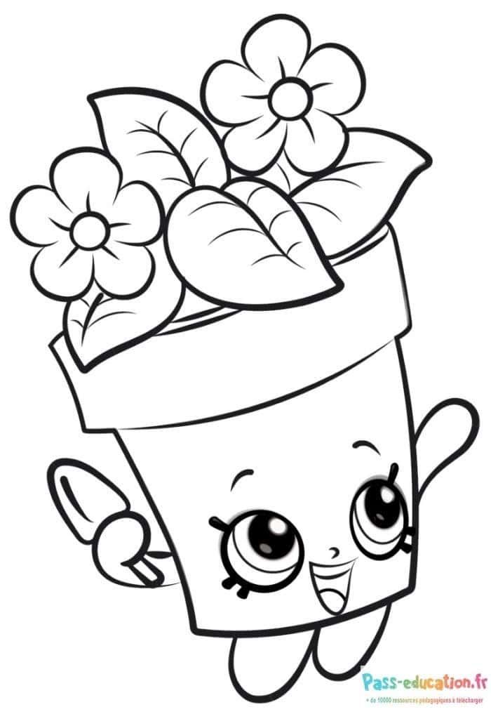 Coloriage Pot de fleurs souriant à imprimer et colorier