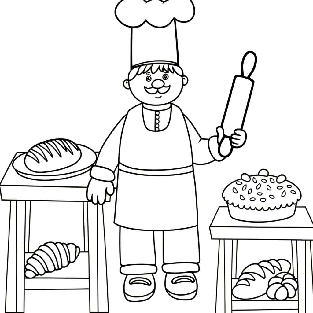 Coloriage Boulanger souriant à imprimer et colorier