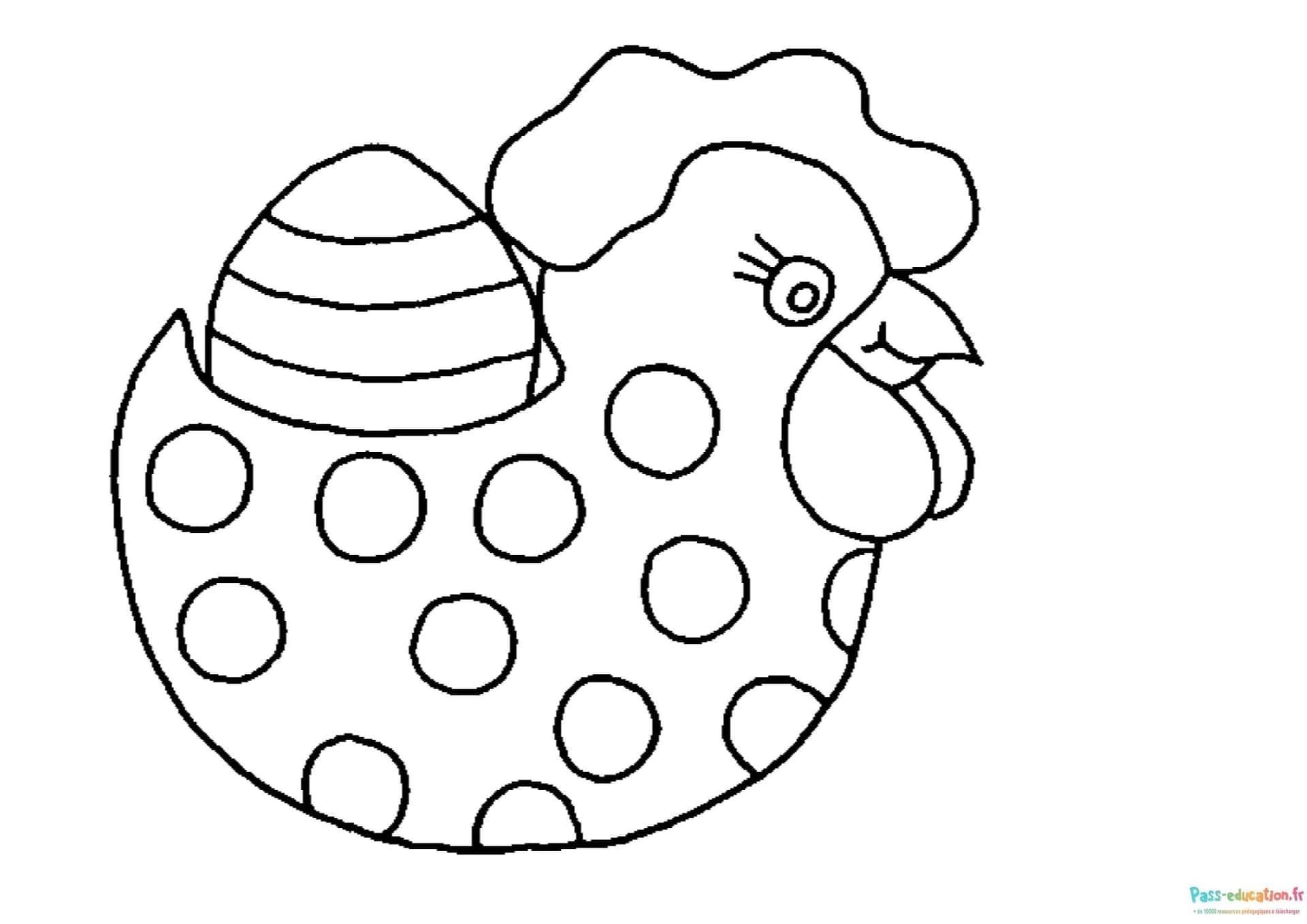 Coloriage Poule et œuf de Pâques à imprimer et colorier