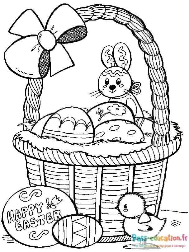 Coloriage Panier de Pâques à imprimer et colorier