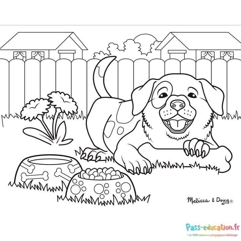 Coloriage Chien heureux à imprimer et colorier