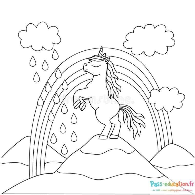 Coloriage Licorne arc-en-ciel à imprimer et colorier