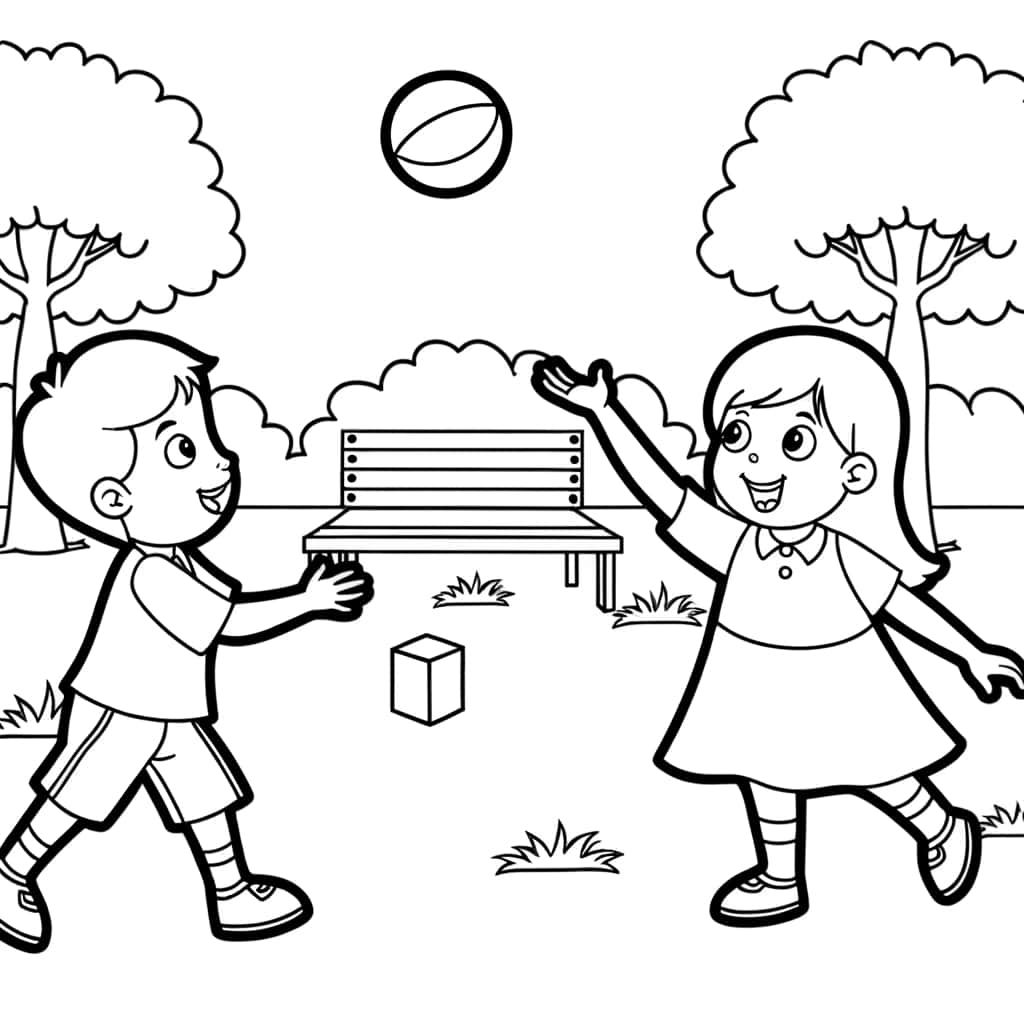 Coloriage Jeux au parc à imprimer et colorier