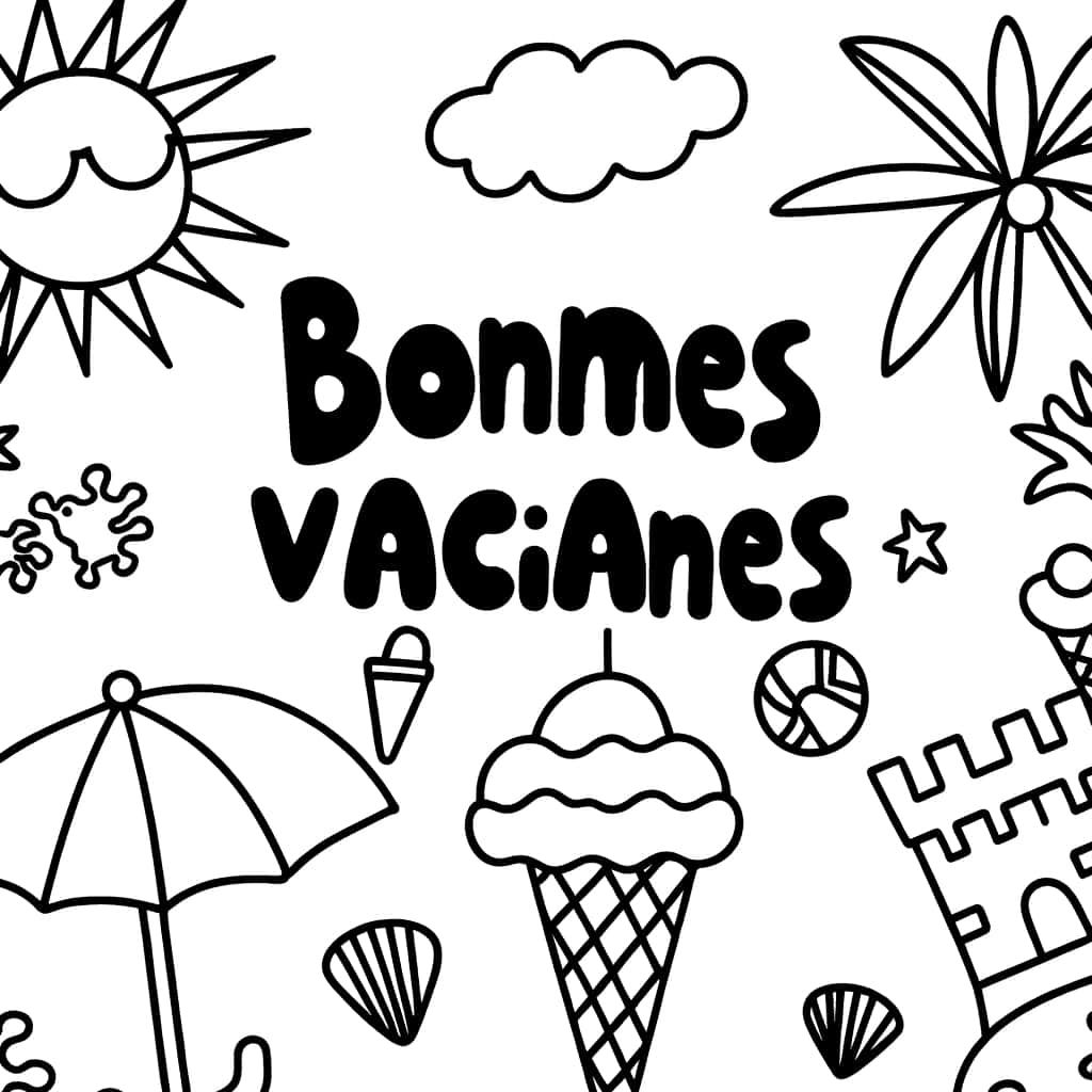 Coloriage Bonnes Vacances à imprimer et colorier