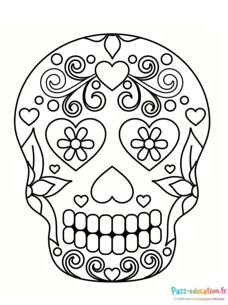 Coloriage Tête de mort décorative à imprimer et colorier