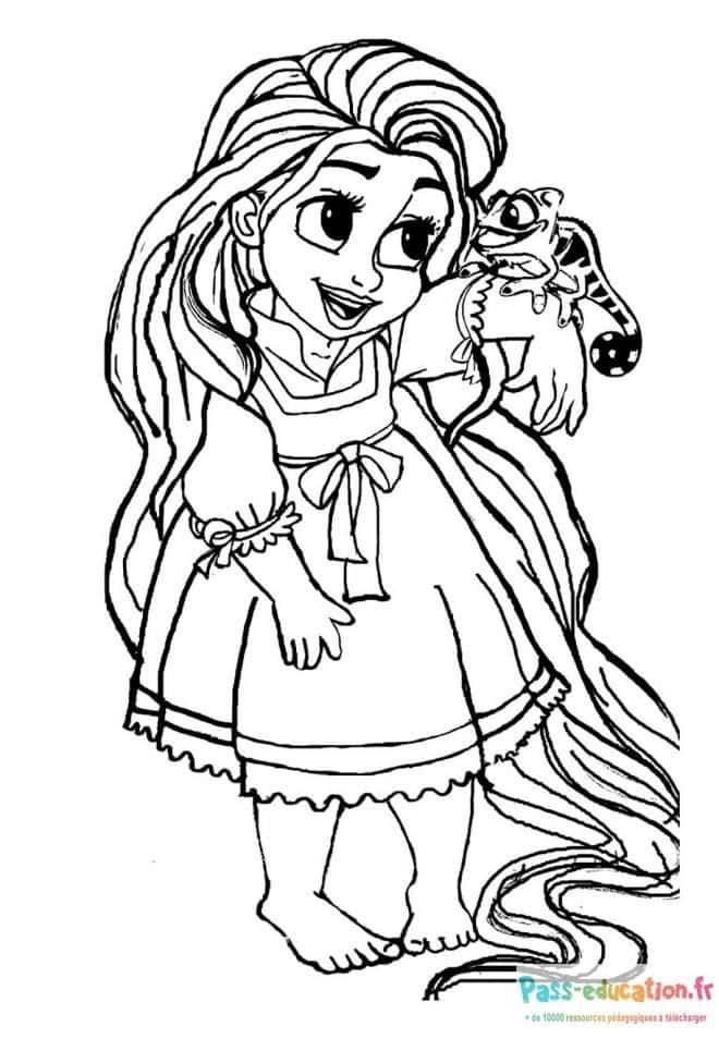 Coloriage Raiponce et Pascal à imprimer et colorier