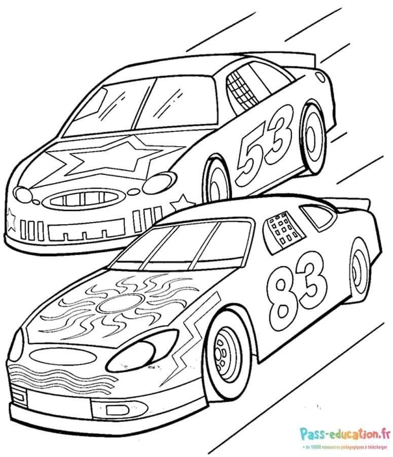 Coloriage Voitures de course à imprimer et colorier