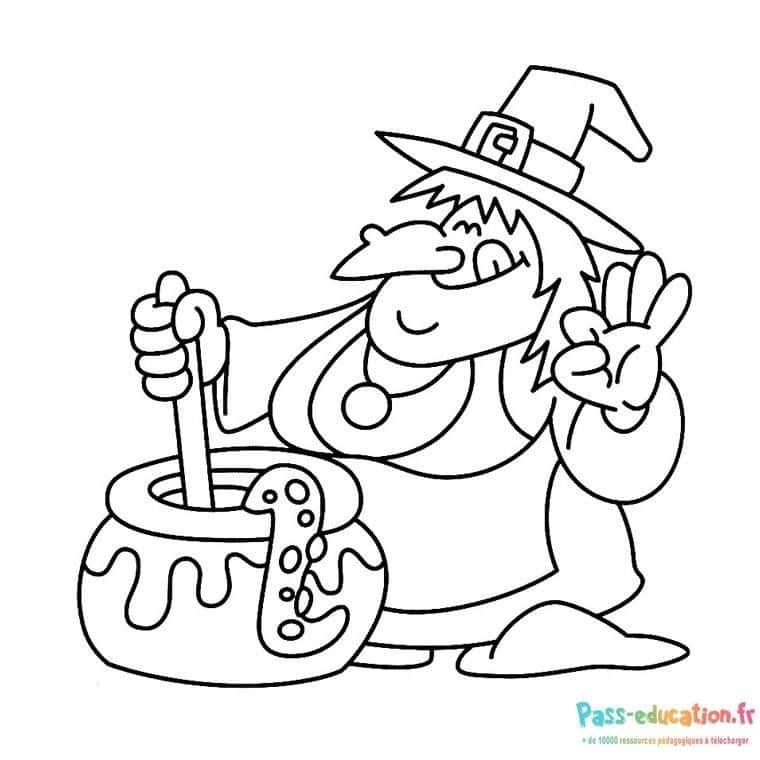 Coloriage Sorcière Halloween à imprimer et colorier
