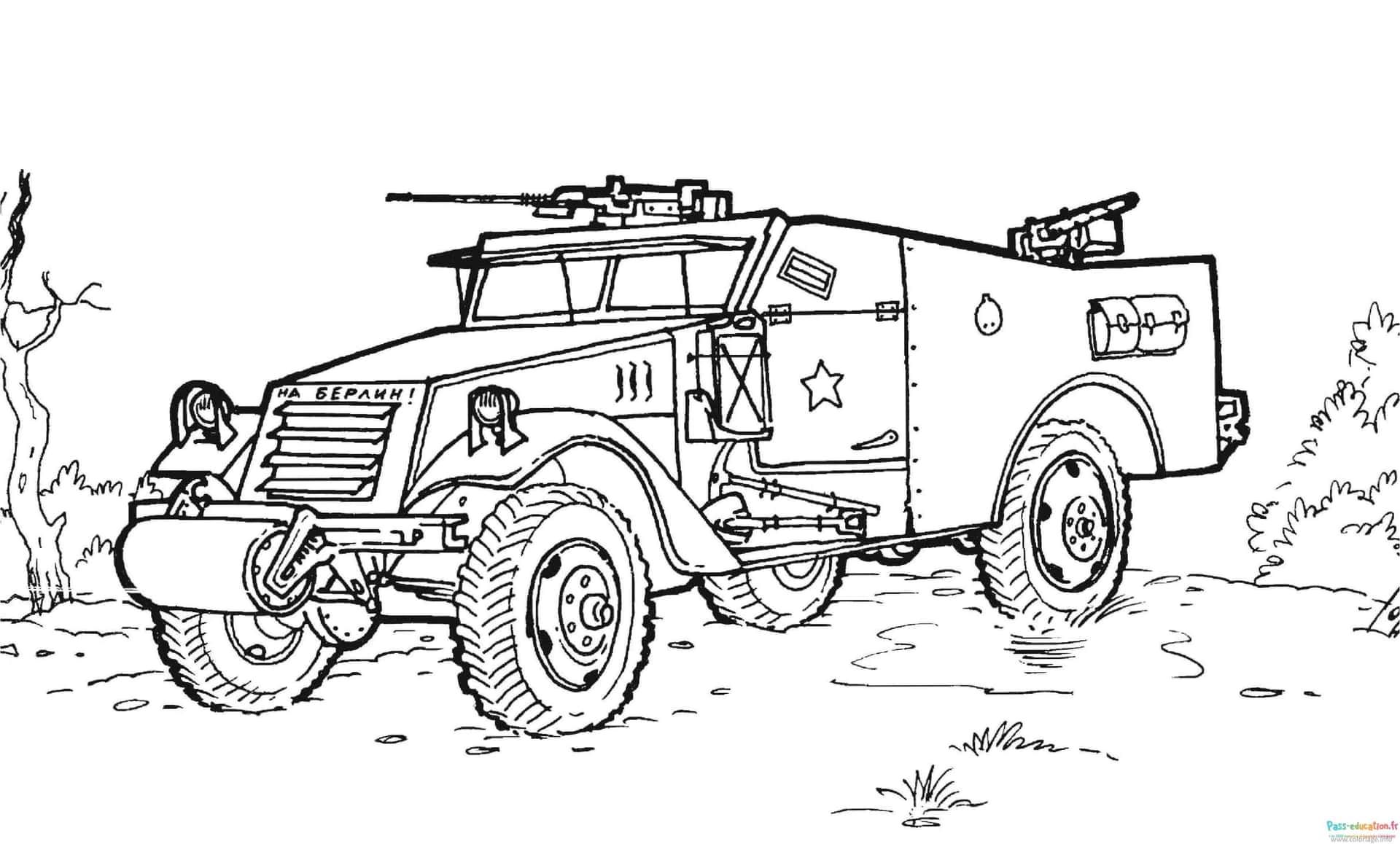 Coloriage Camion militaire à imprimer et colorier