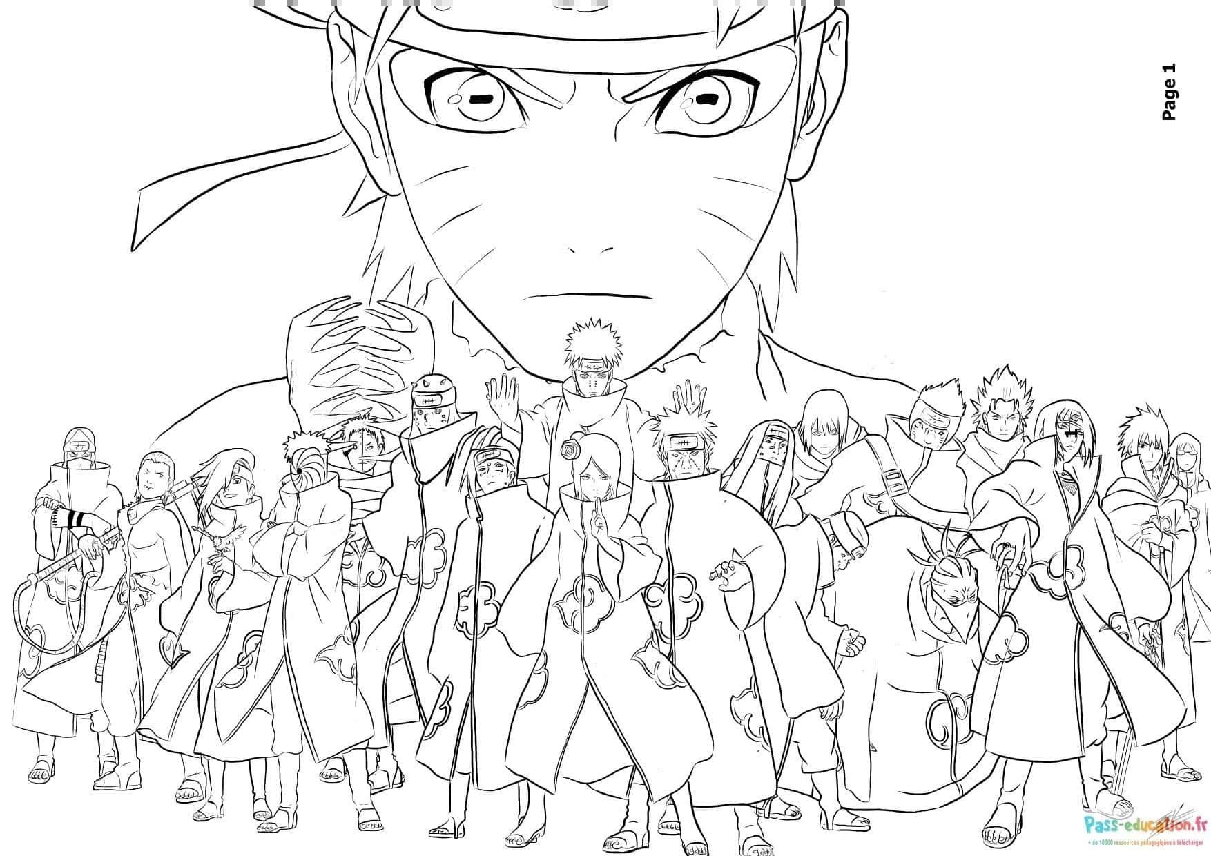 Coloriage Naruto et compagnons à imprimer et colorier