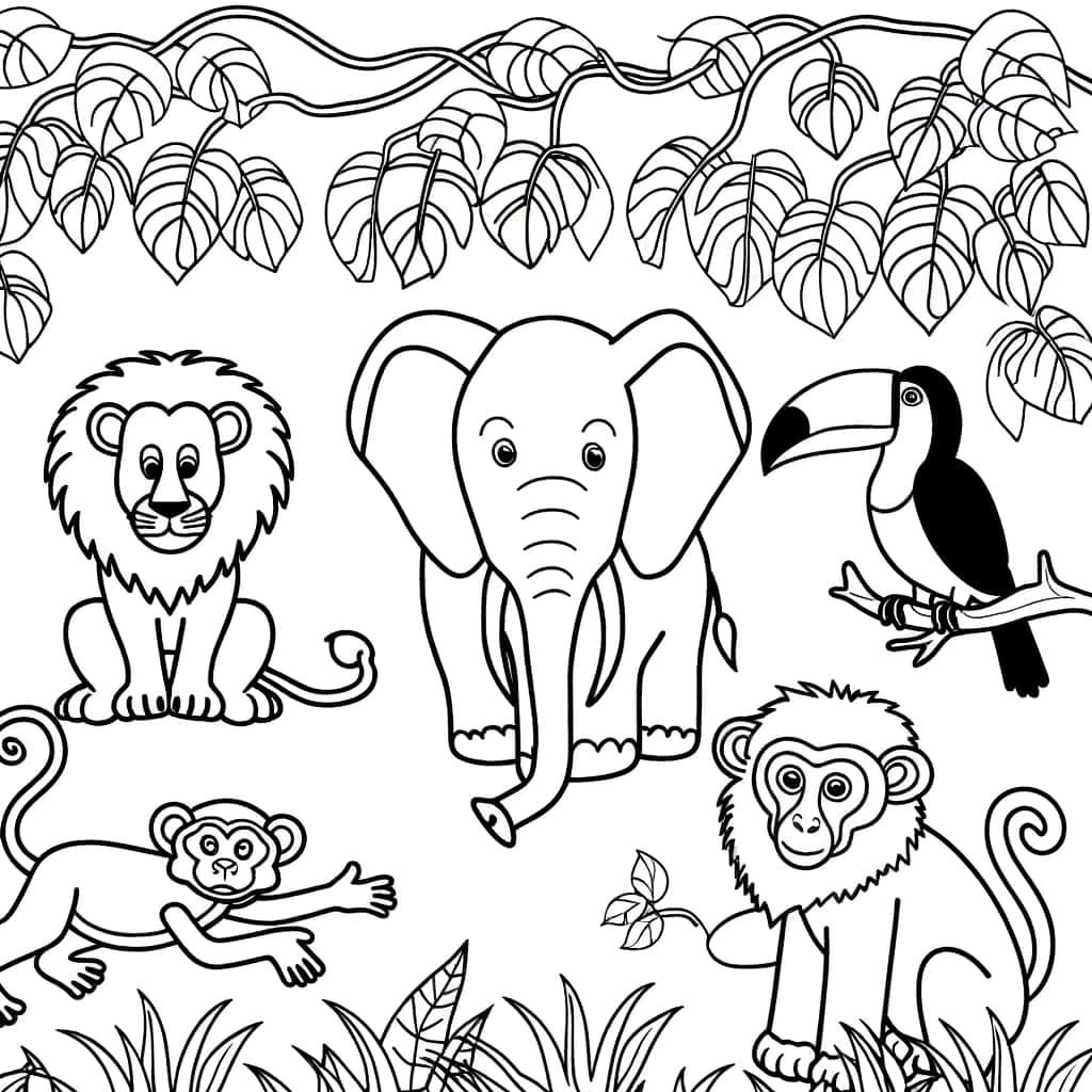 Coloriage Animaux Jungle à imprimer et colorier