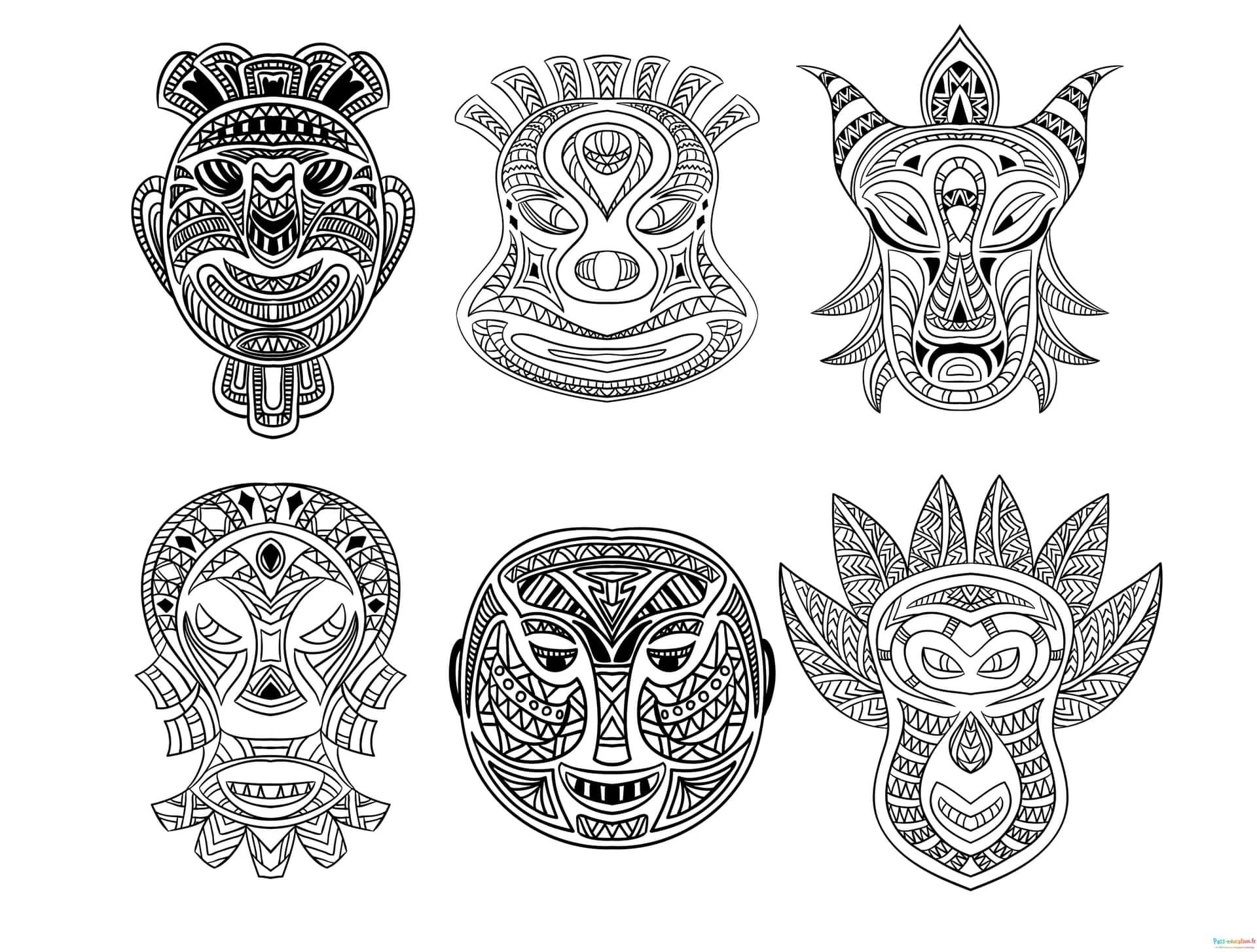Coloriage Masques africains à imprimer et colorier