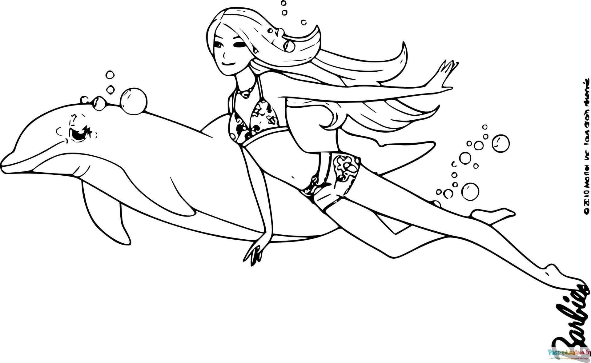 Coloriage Barbie Sirène à imprimer et colorier