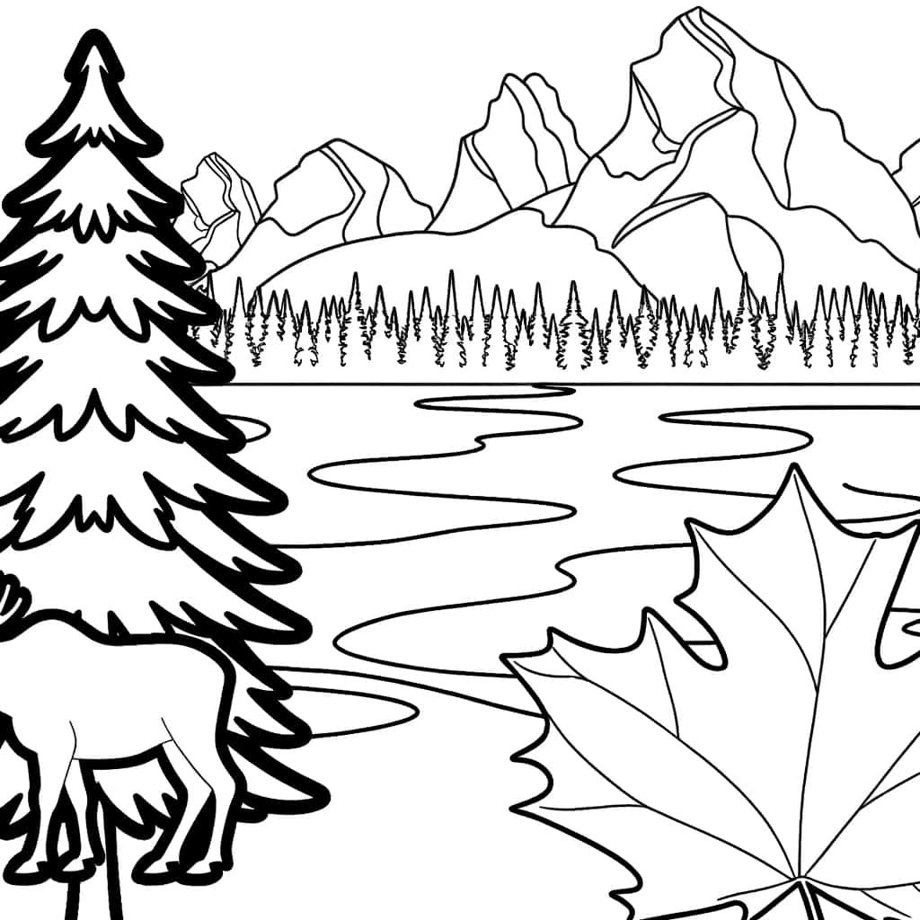 Coloriage Paysage canadien à imprimer et colorier