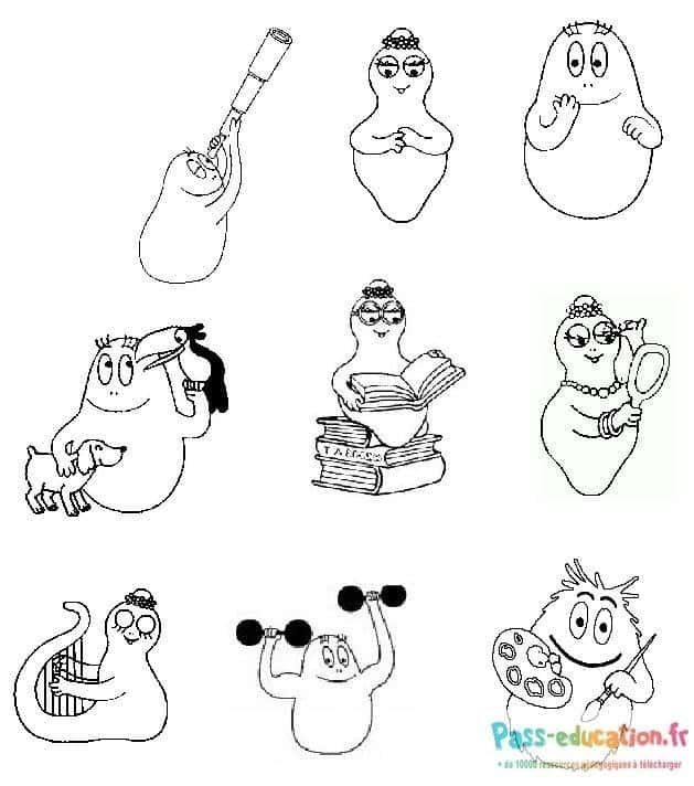 Coloriage Famille Barbapapa à imprimer et colorier