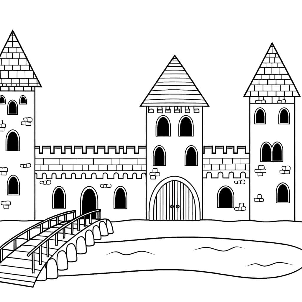 Coloriage Château médiéval à imprimer et colorier