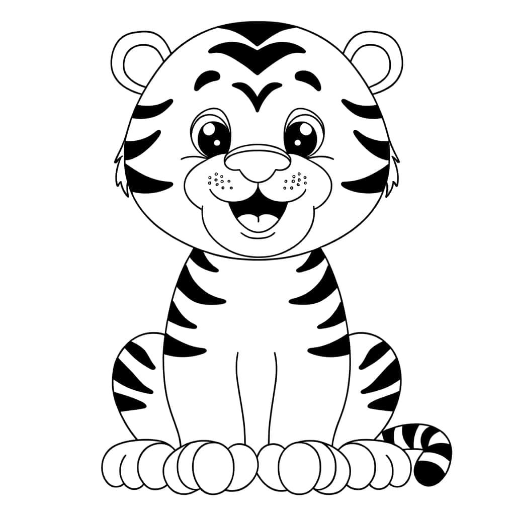 Coloriage Bébé tigre à imprimer et colorier