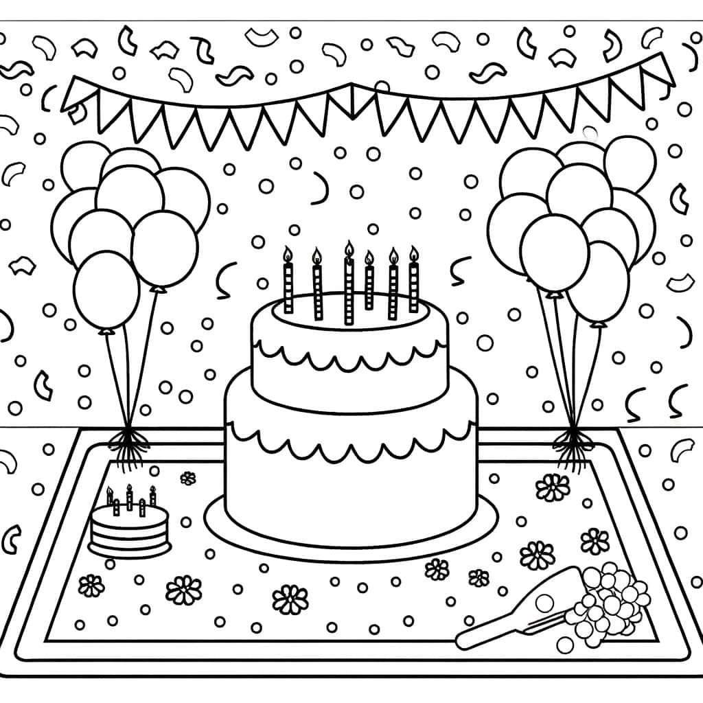 Coloriage Fête d'anniversaire à imprimer et colorier