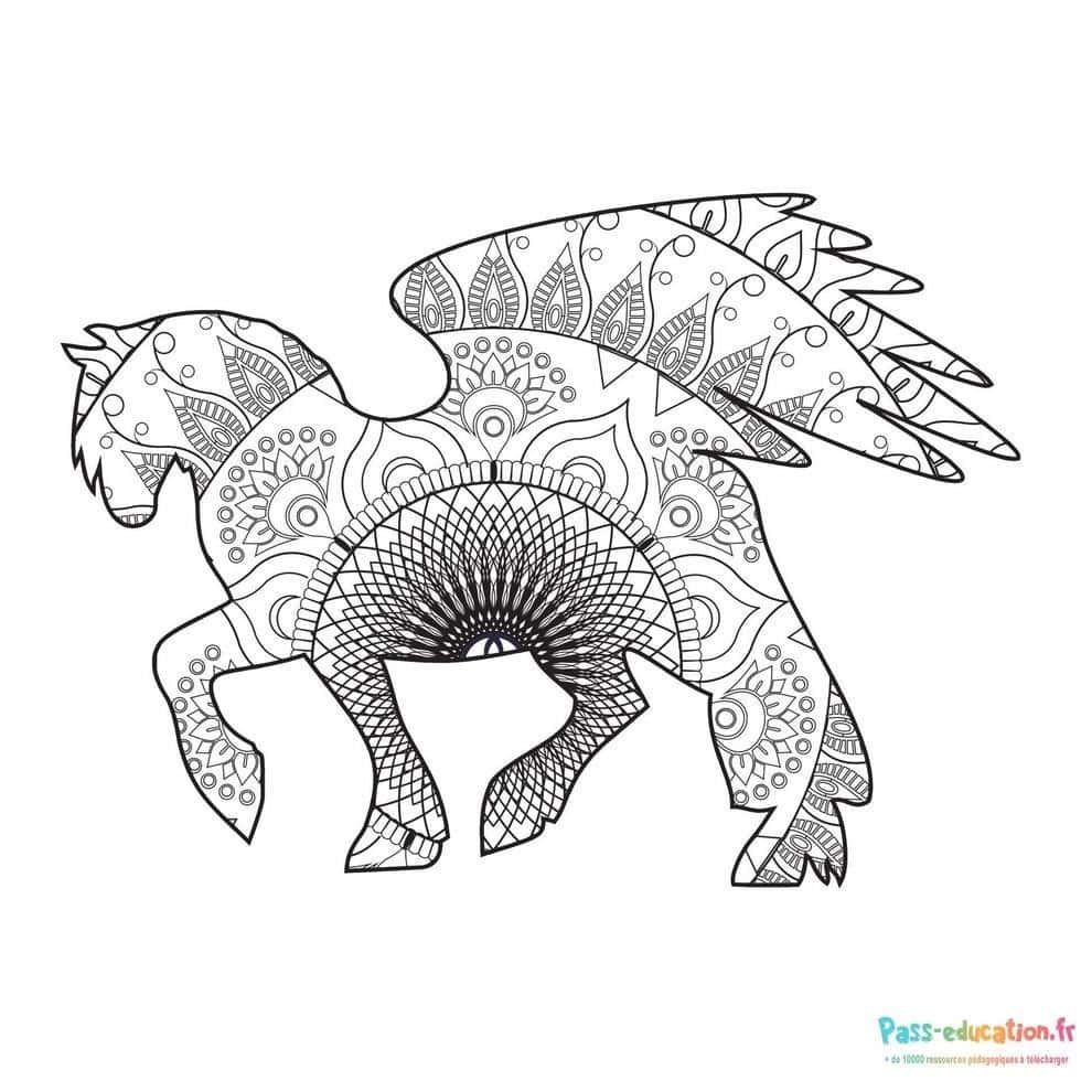 Coloriage Cheval mandala à imprimer et colorier