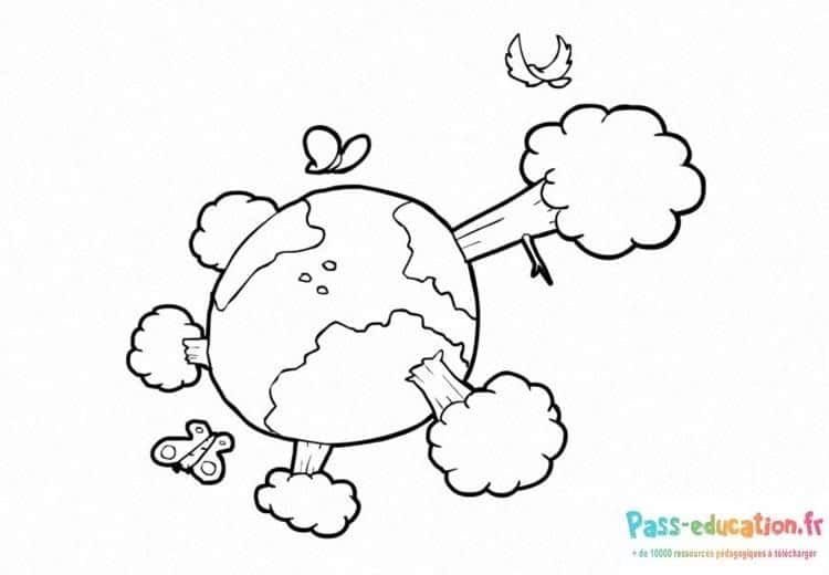 Coloriage Planète arborée à imprimer et colorier