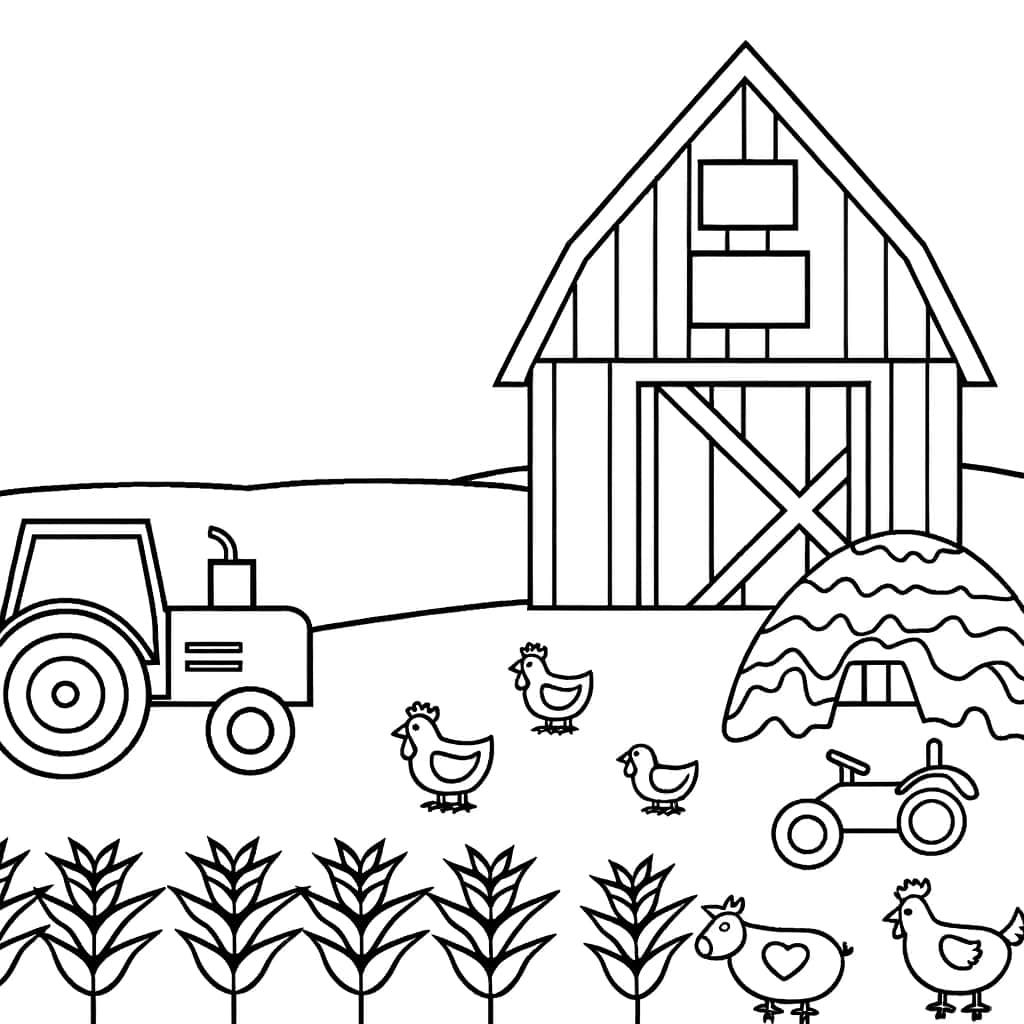 Coloriage Ferme et animaux à imprimer et colorier